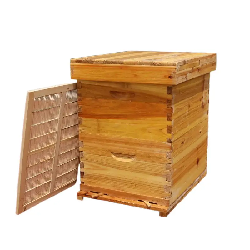 3-layer latticed box with 3 viewing thickened cedar wax beehive soil bucket beekeeping tool