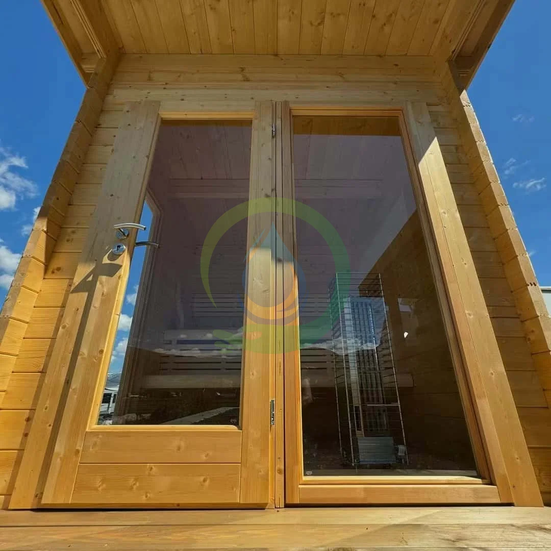 Solid Wood Outdoor Cabin Sauna House Harvia Stove