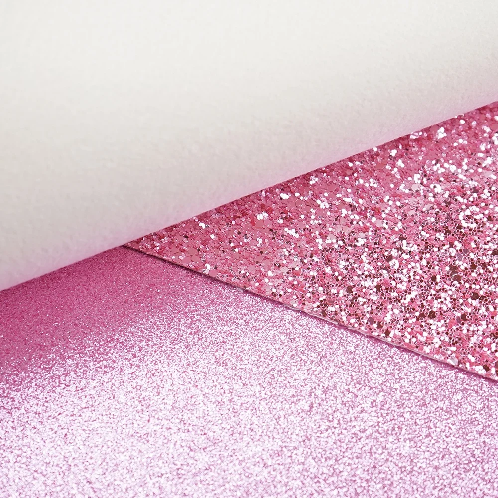 6pcs/set pink holographic chunky fine glitter vegan Faux Leather set A4 Sheets For DIY Bows Girl
