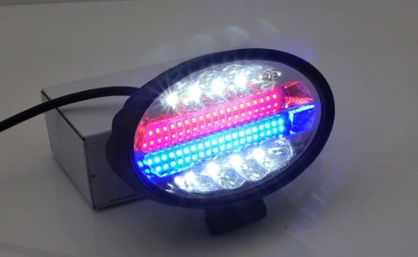 LED oval yellow, white, red and blue flash work spotlights off-road modified  A-pillar lights