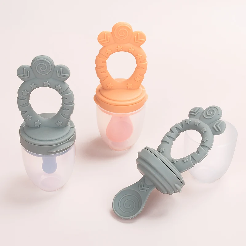 5 в 1 чистый силиконовые детские игрушки для режущихся зубов и кормушка Соска-пустышка для маленьких Прорезыватель для зубов жевательные игрушки для свежих продуктов кормушка для соски-Пустышки и ложка Вилка