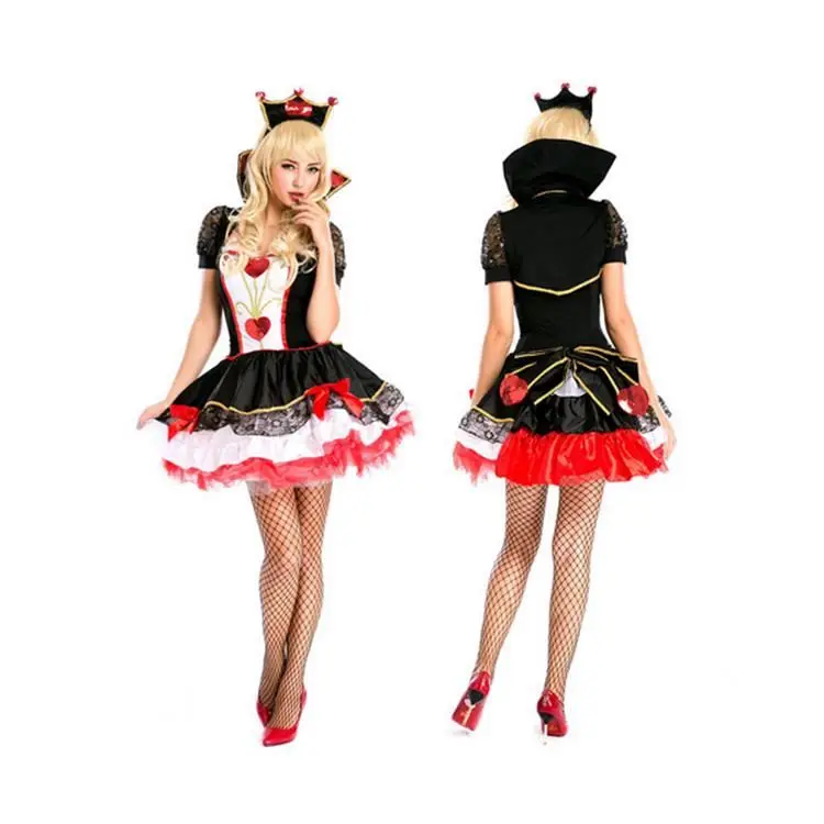 Hot selling halloween cosplay alice queen of hearts costume sexy halloween costume for adults