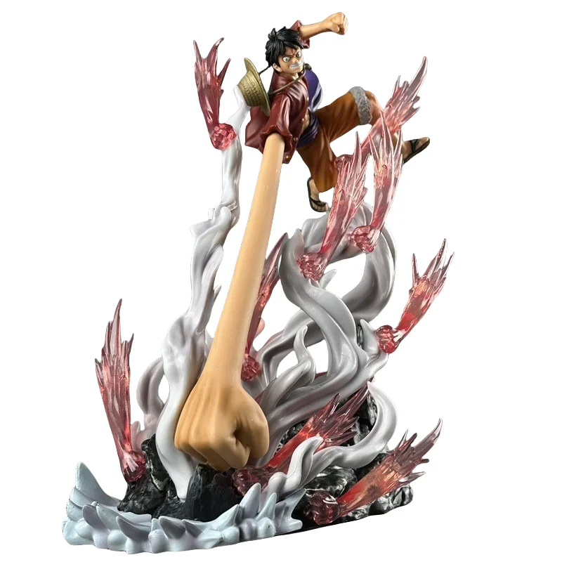 One Pieced Action Figure GK Wholesale of Machine Gun Road Flying Hand Rubber Fruit Battle Scene Anime Handmade Model Decoration