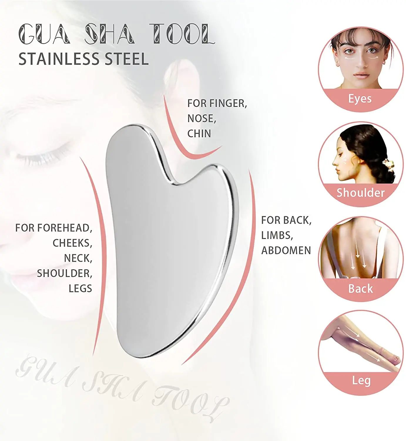 Нержавеющая сталь Gua Sha скребок 304 антивозрастной массаж тела металлическая доска Guasha