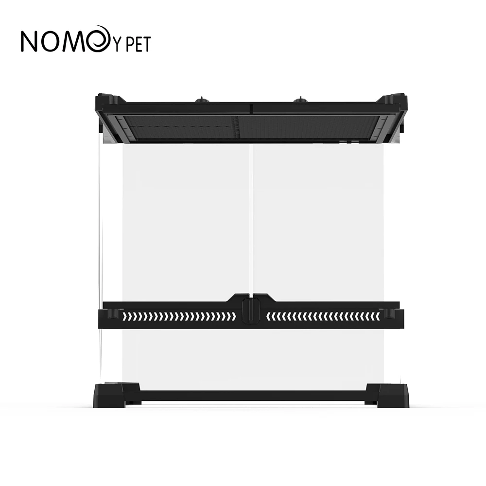 NOMOY PET reptile glass terrarium habitat with double hinge door and top screen ventilation for amphibians