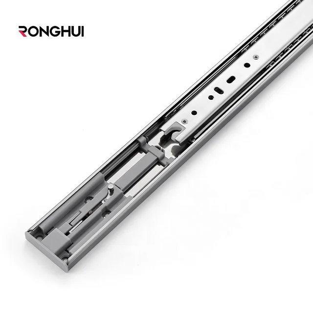 Ronghui 3-fold Full Extension Sliding Drawer Slide Push To Open Rebound Ball Bearing Slide Rails