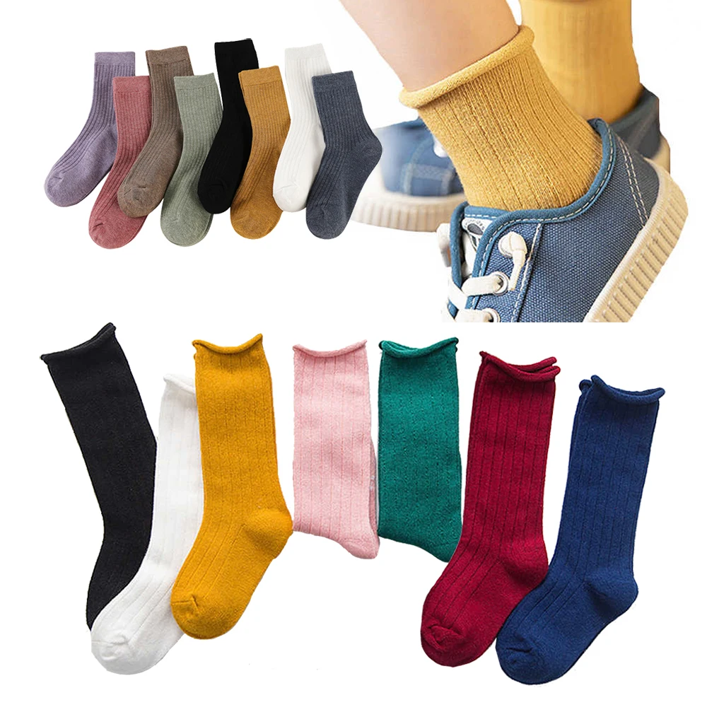 2021 Kids Baby Stack Socks of Candy Neon Color slouch Children Sports Socks