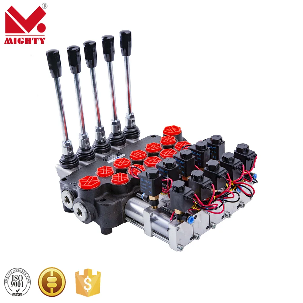 MIGHTY hydraulic electric and air contral valve 80LPM 5 spools P80-5 for lever 250bar Monoblock Hydraulic Distributor