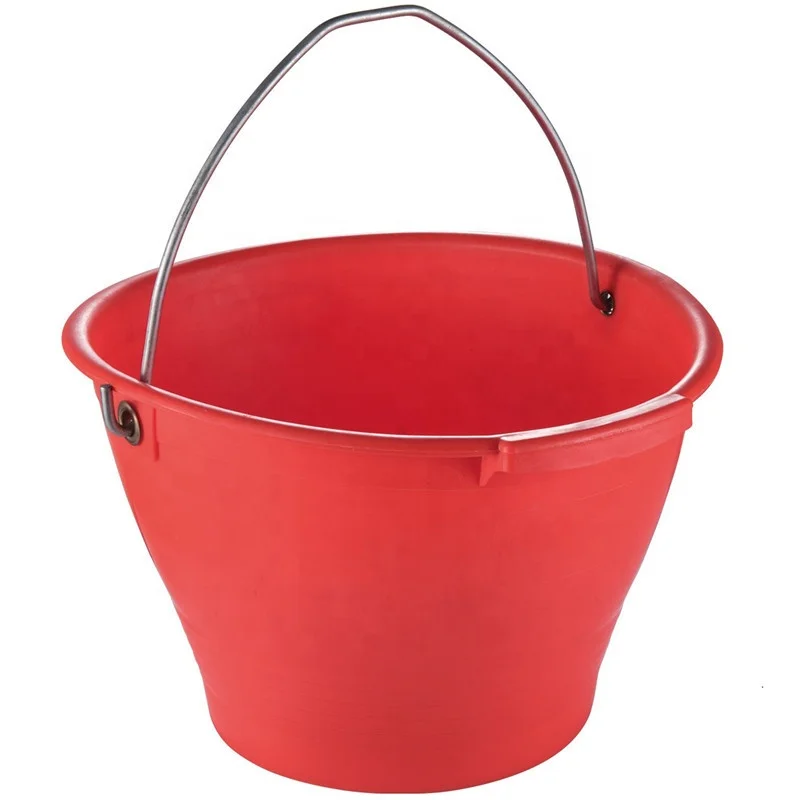 Cheap construction building garden cement plastic bucket barrels strong plastic cement bucket with metal handle