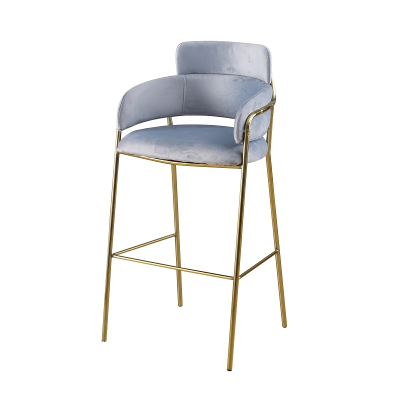 Nordic Light Luxury Bar Home Backrest Gold Stainless Steel High Chair Stool Modern Simple Fashion Bar Chair Stool