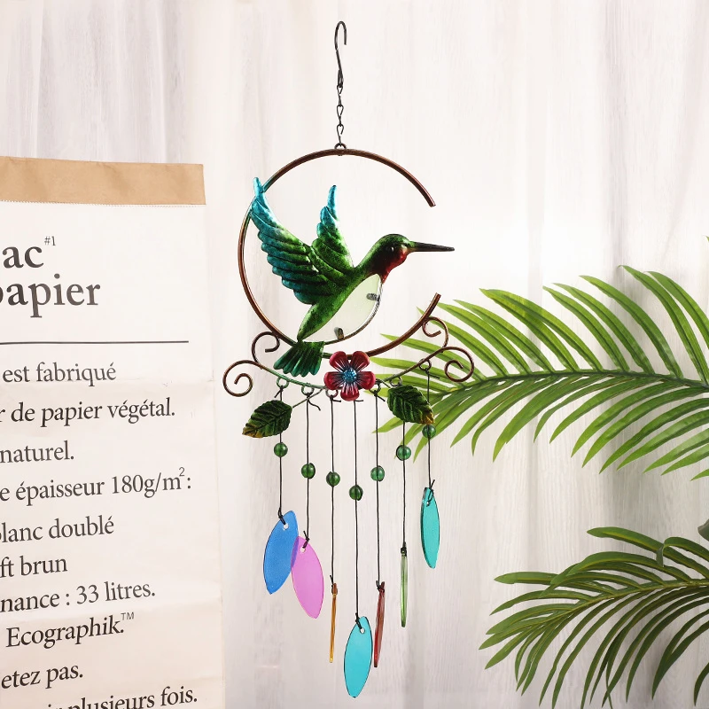 Fashion Hummingbird Creative Iron Crafts Wind Chimes Hanging Decorations Wind Bell New Hummingbird Metal Wind Chimes