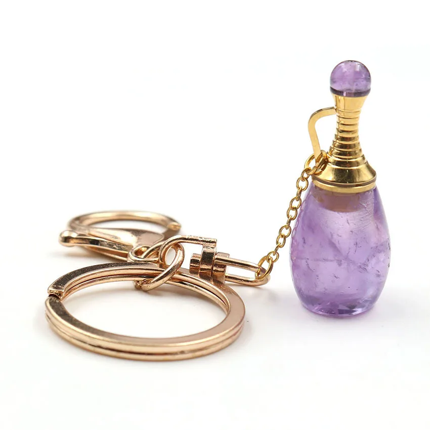 LS-E979 розовый кварц флакон духов светло-желтое золото цвет круг с застёжкой