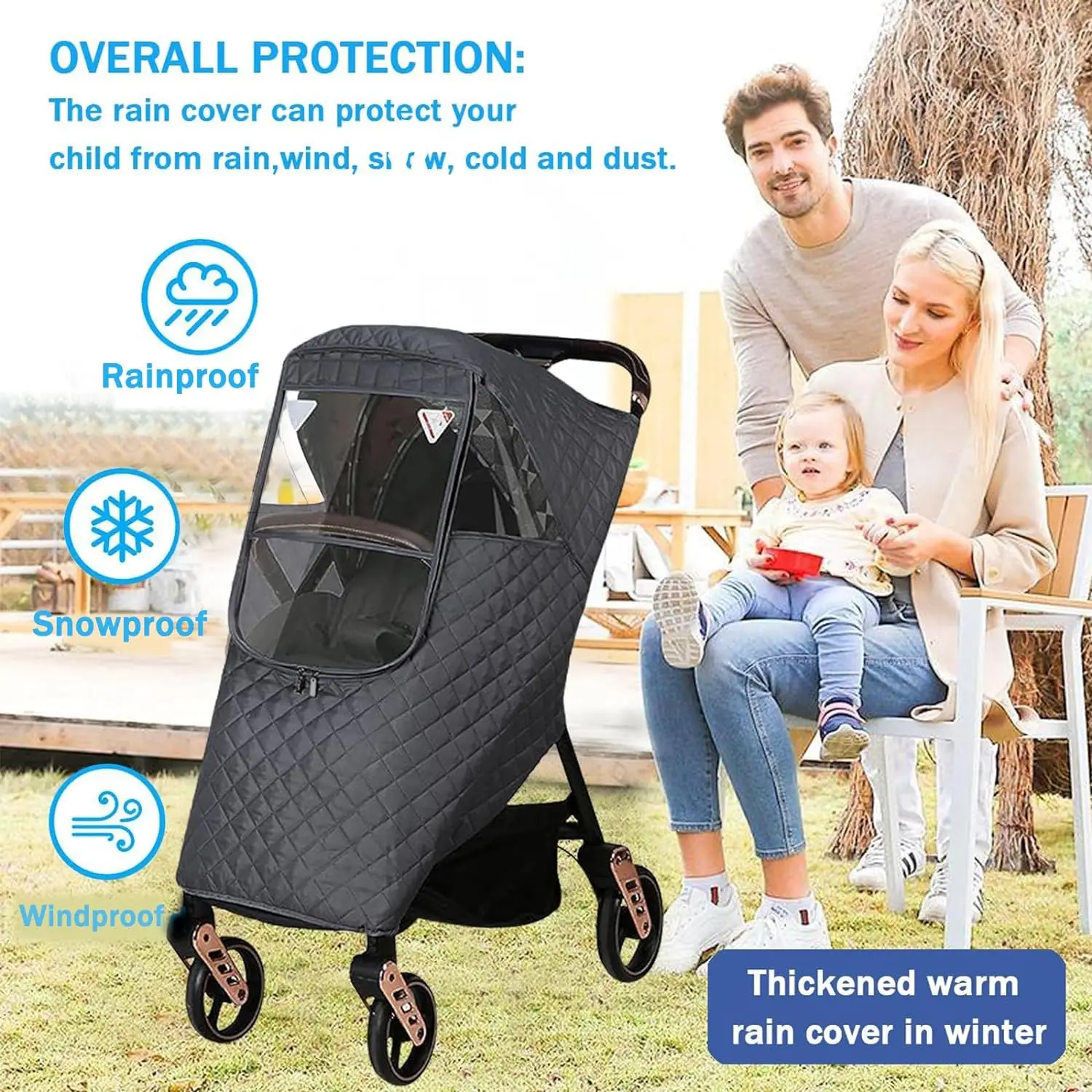 Winter Baby Stroller Cover Universal Stroller Windshield Rain Cover Baby Travel Weather Shield Stroller Cover