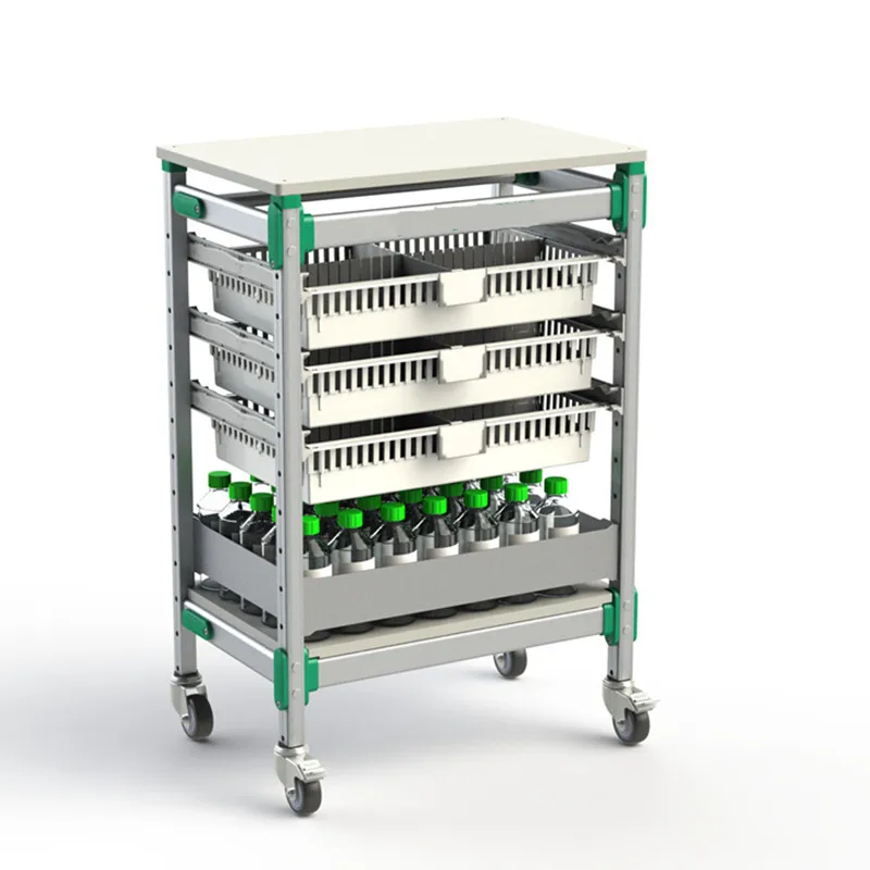 Hospital aluminum shelf Trolley with Wheels ABS ISO tray