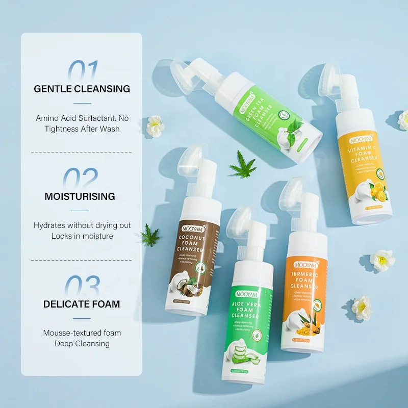 Whitening Turmeric Bubble Face Wash Green Tea Deep Cleansing Face Wash Bubble Mousse Foam Facial Cleanser