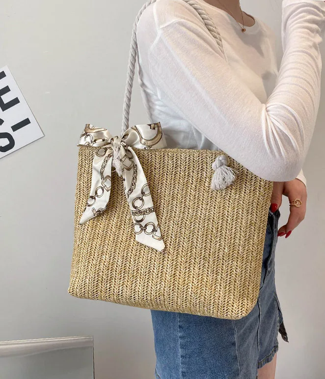 Spring summer seasons new arrivals straw shoulder hand bags women daily shopping single- shoulder bag