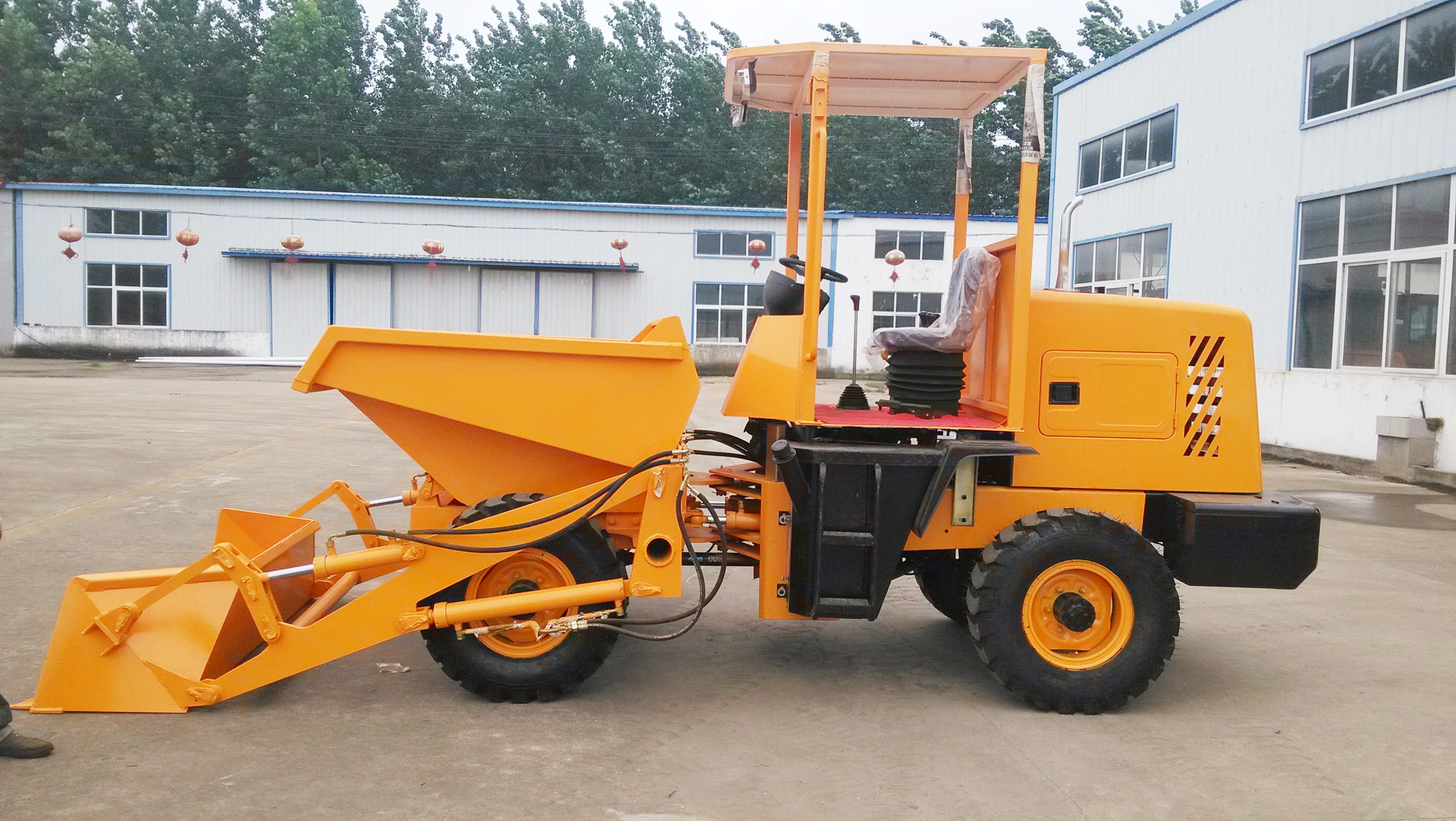 hot sale 3 ton mini dumper with self-loading equipment hydraulic tipping bucket front tip dumper 4*4 drive without cabin