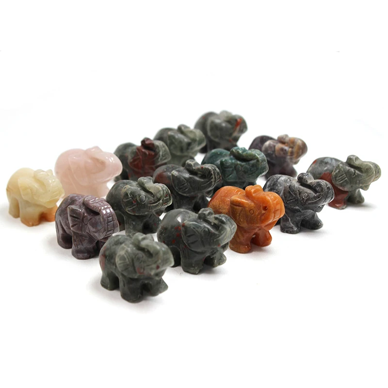 Wholesale natural gemstone  animals carved crystal elephant quartz stone for Home Decoration