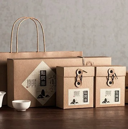 Customize tea packaging box retro simple small kraft paper box small orange paper box