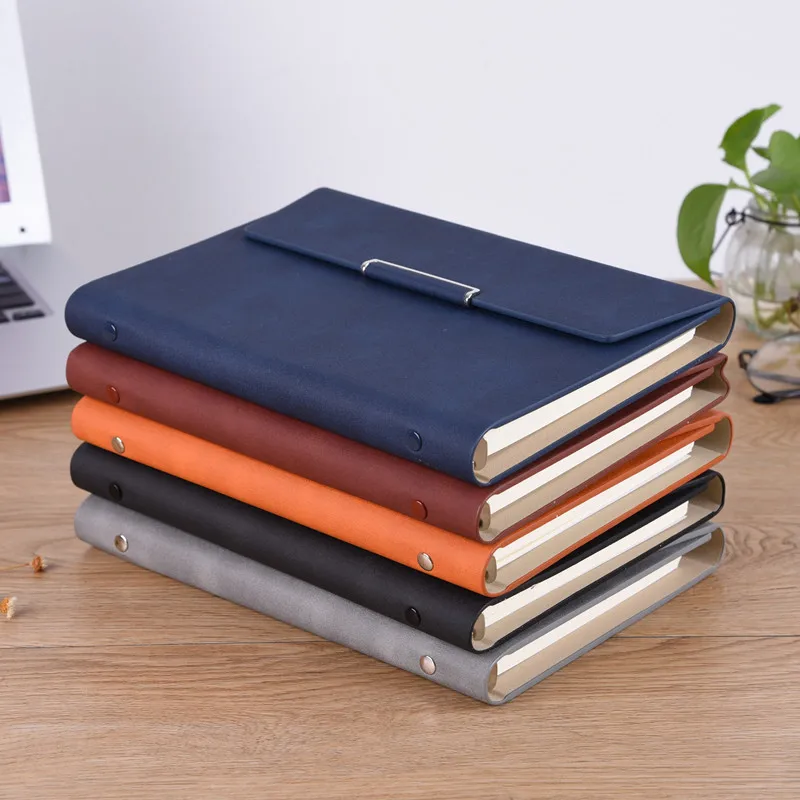 A5 Soft Leather Notebook Customized Supplier Multifunctional Notepad Leather Three Fold Loose Leaf Notebook Set Customized