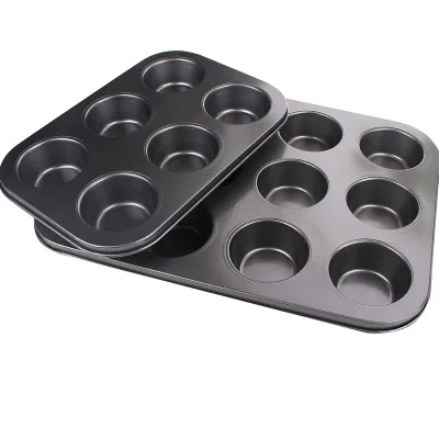 Kitchen DIY Baking Tool Carbon Steel Cupcake Mold 6 Cups Cake Baking Tray