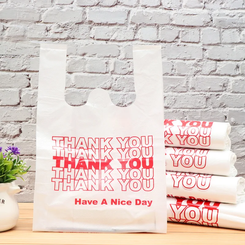 Custom Printed Thank You Supermarket Packaging Bags LDPE HDPE Carrier Vest Bags Reusable 100% Biodegradable Plastic Bags (1600281893565)
