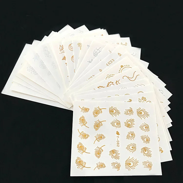 Paso Sico Mixed 30pcs/set 6.3*5.3cm Gold Silver Foiled Manicure Dream Net Nail Art Stickers for DIY Nail Salon