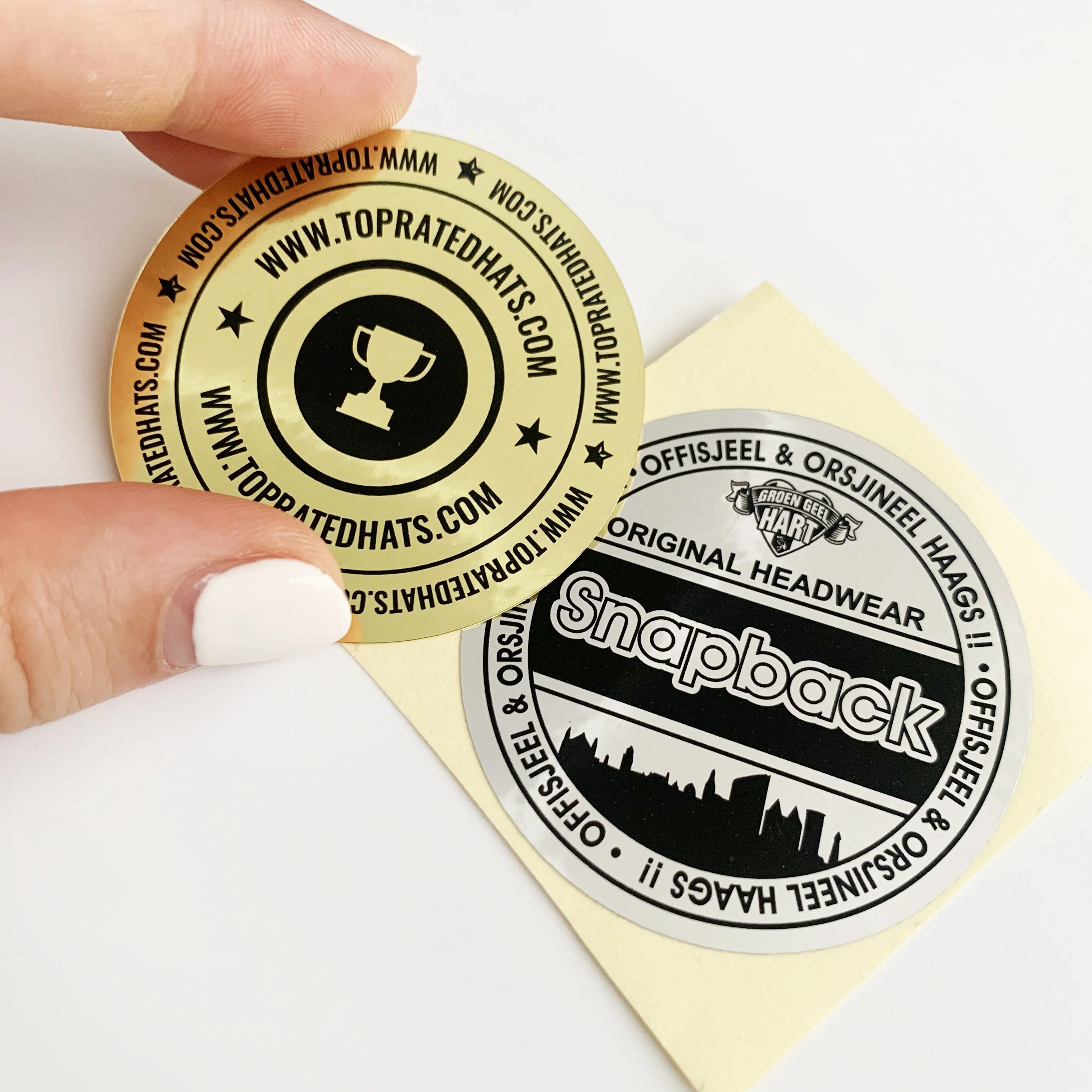 Custom Laser Hard Hat Stickers Metalli Silver Foil Hologram Sticker For Snapback Hat