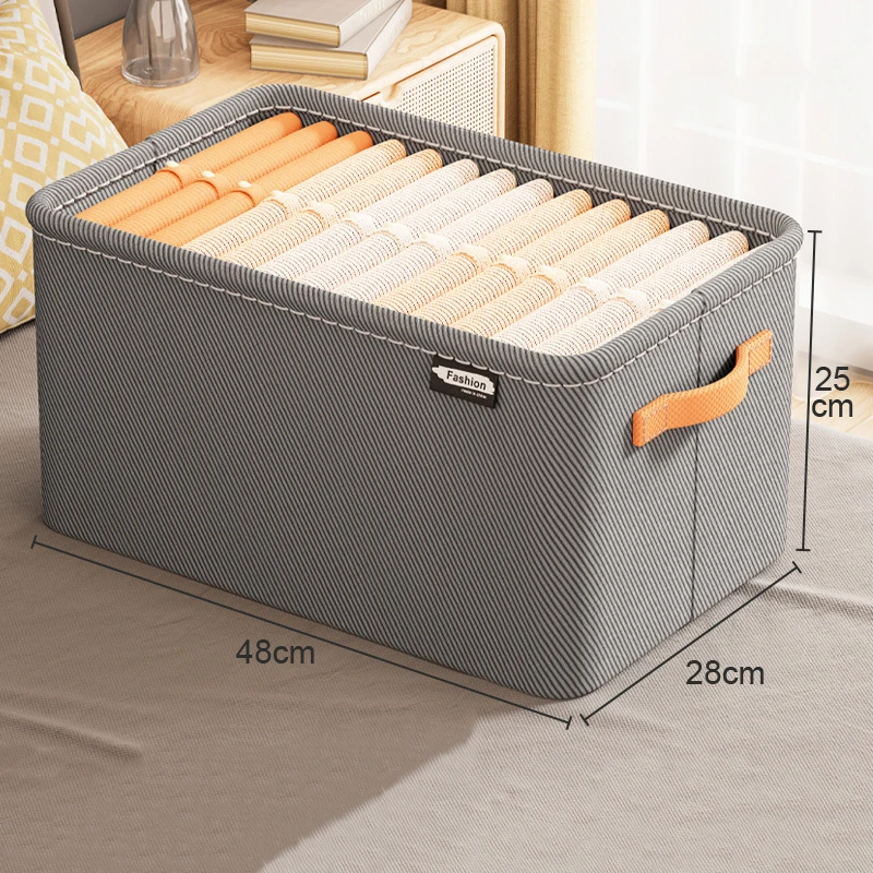 Hot Selling Non-woven clothes organizer closet storage steel frame home wardrobe organizer basket storage box with handles