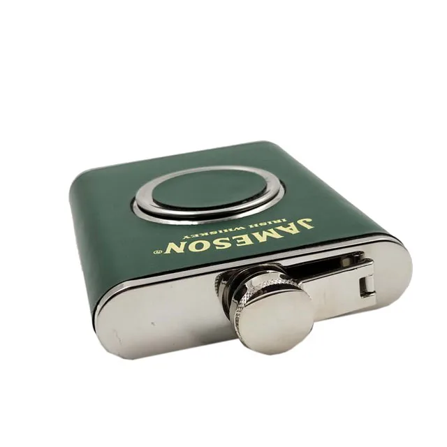 
8 oz leather stainless steel hip flask with shot glass 