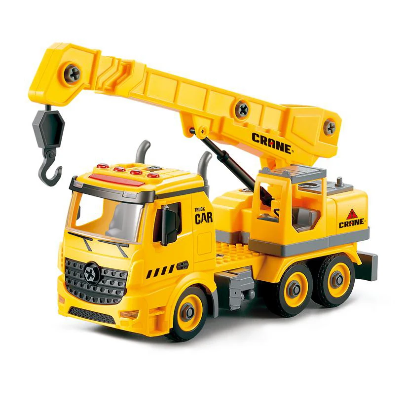 huge size crane truck kid DIY assembling toys with music button