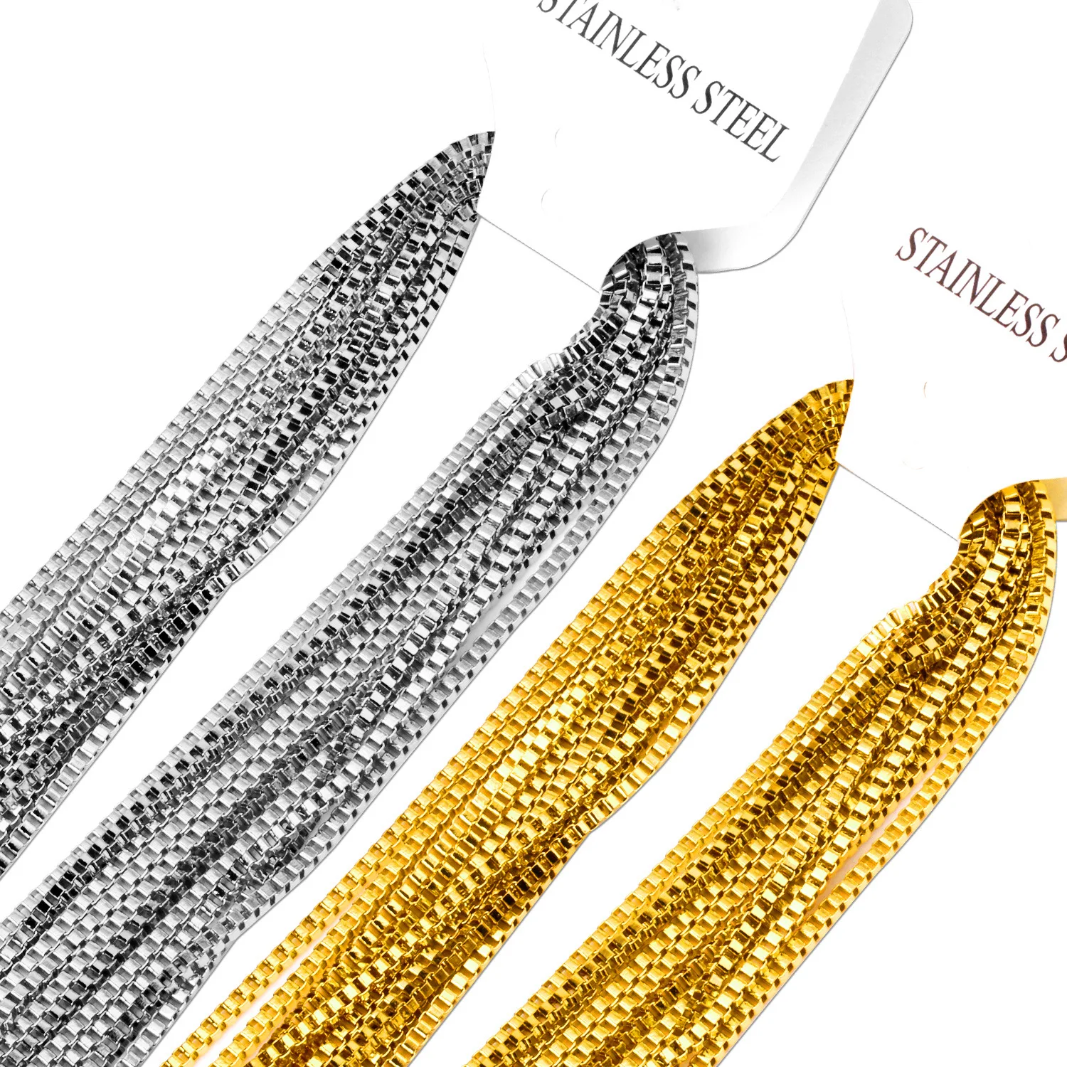 Factory Direct Selling 2mm Stainless Steel Venetian Chain Waterproof Gold Filled Square Box Link Chain For Jewelry Making