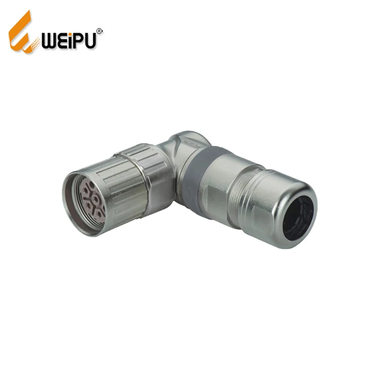 WEIPU M23 series M23DK-TL Female conact angled cable connector Threaded coupling connector