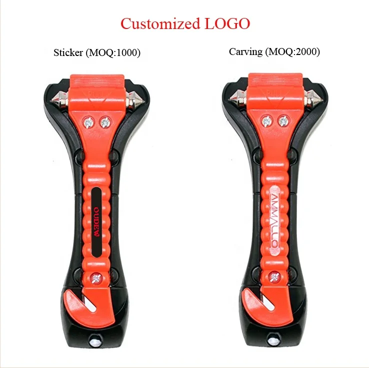 2 in 1 Safety Hammer Auto Window Glass Breaker with Seat Belt Cutter