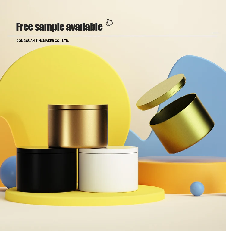 Tinsmaker RTS Empty Metal Round Storage Containers  Matte Black Gold  Sliver Wood  8 oz Candle Tin Cans Jars with Slip-On Lids