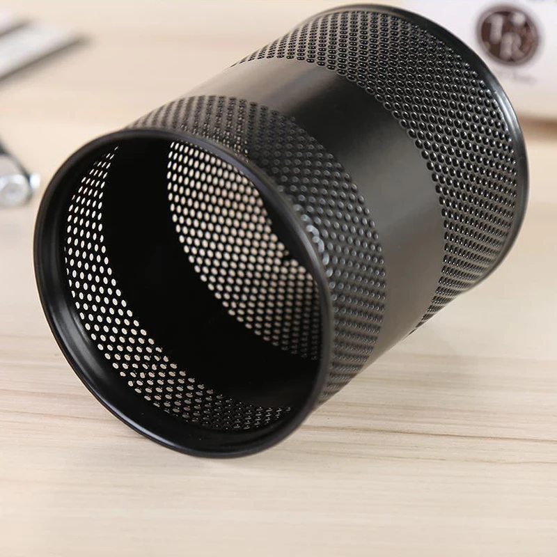 Высококачественный популярный черный Настольный органайзер для ручек, круглый стол, металлический сетчатый держатель для карандашей и ручек