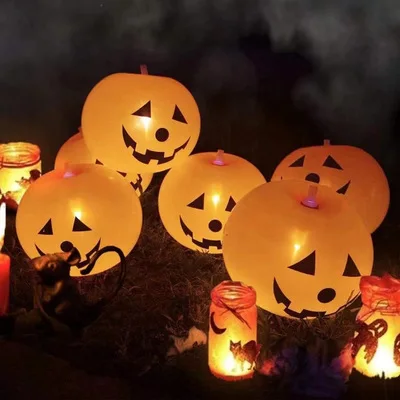 Wholesale Halloween pumpkin Led Light Latex Balloons Glowing inflatable Balloons For Halloween Party  decor