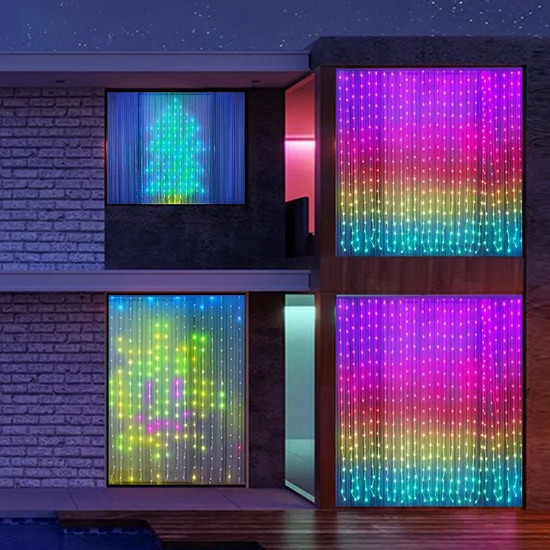 Программируемый Сказочный занавес 400 светодиоды умные пиксельные огни Rgb управление приложением Diy текстовые светодиодные занавески Декор рождественские