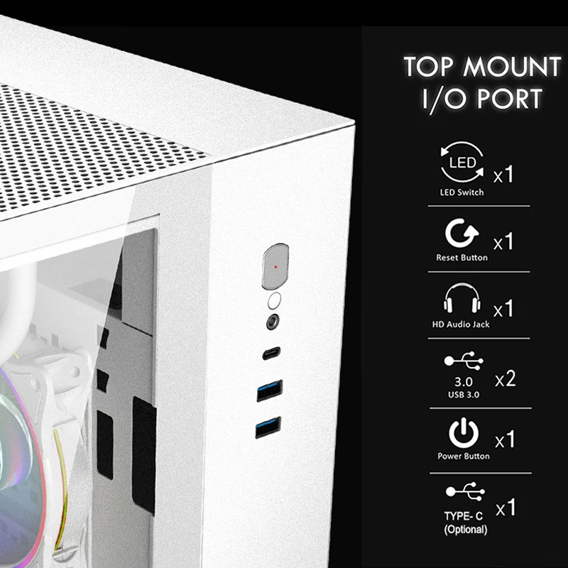 Custom ATX white host full towers desktop computer gaming pc case