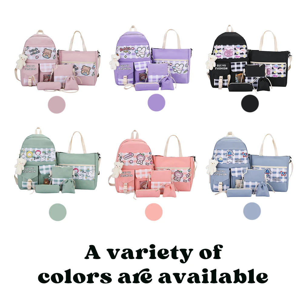 2023 Customized Hot Sale Backpack girl junior high school student schoolbag Korean style bag five sets of large capacity bag set