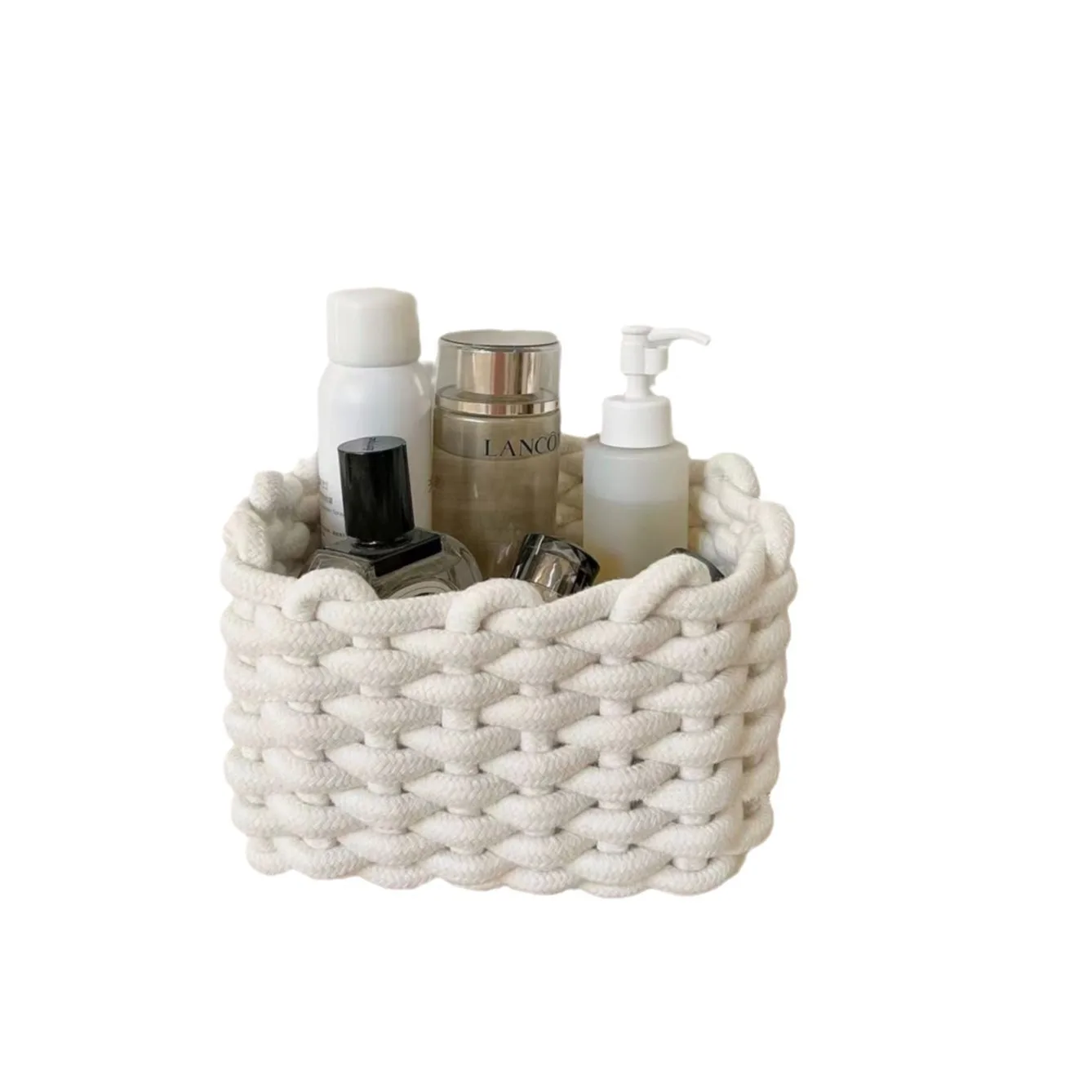 Nordic Cotton Line Hand-woven Storage Basket Coarse Rope Simple Desktop Organizer Box Baby Toy Snack Key Cloth