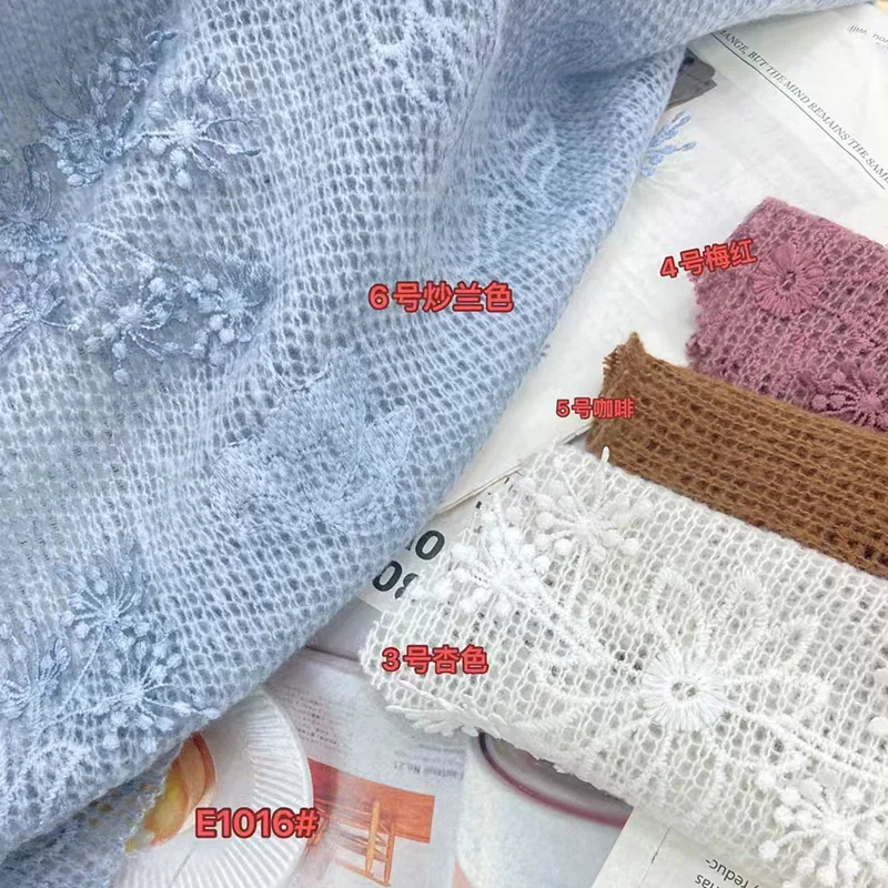 New 3D embroidery flower bridal laces fabrics hollowed out crochet 100% acrylic knitted lace fabric for dress