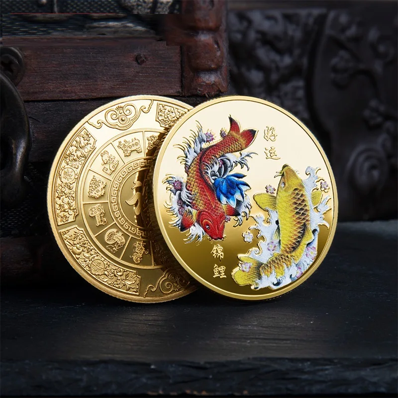 Free Design Gold Silver Enamel Challenge Coin Die Stamped Zinc Alloy 2D 3D Metal koi Custom challenge Coins Collections