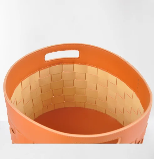 2022 China Hot Selling Leather Woven Storage Basket Bag Laundry Item Storage