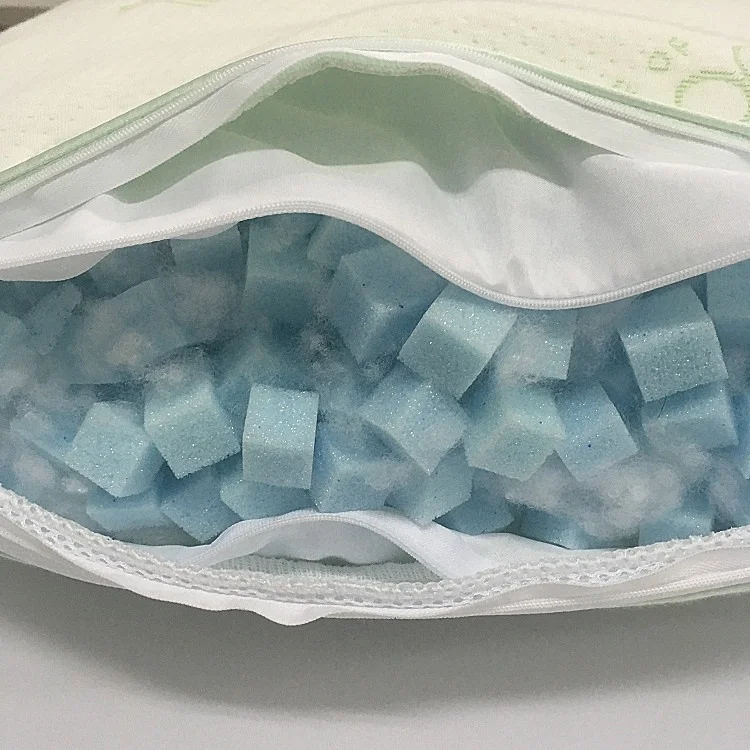 Bamboo fiber fabric pillow case filled in cooling jel cubic memory foam pillow
