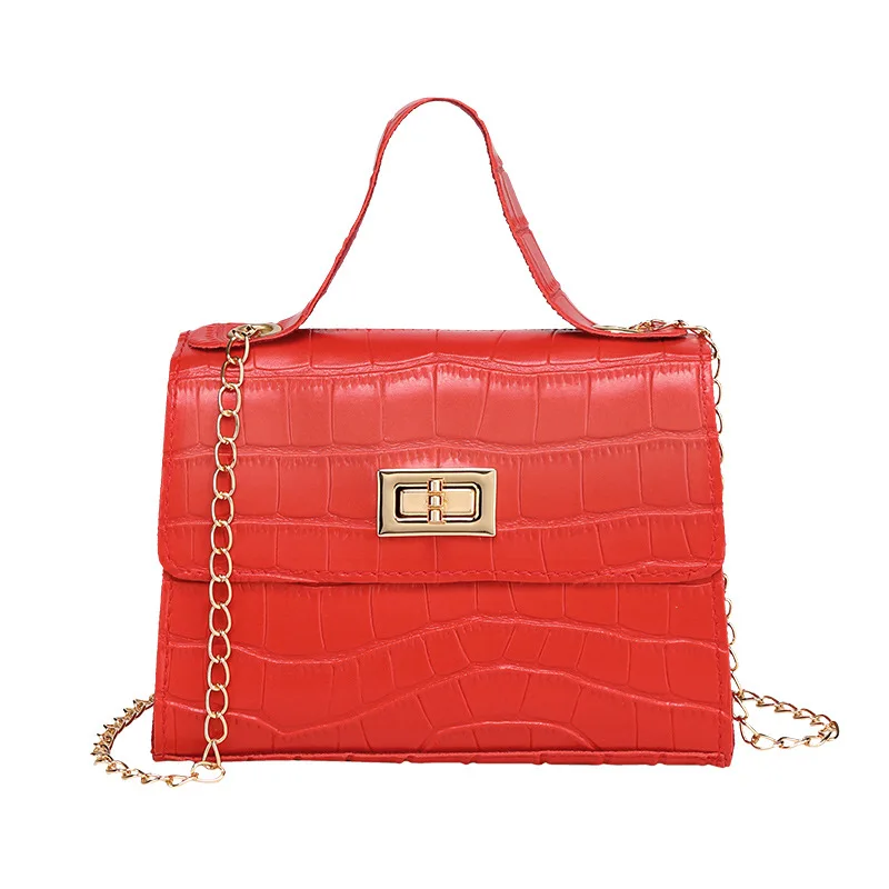 
New Colorful PU Sling Bag Women Crocodile Pattern Small Shoulder Crossbody Bag Purses And Handbags With Lock Metal Bag Buckle 