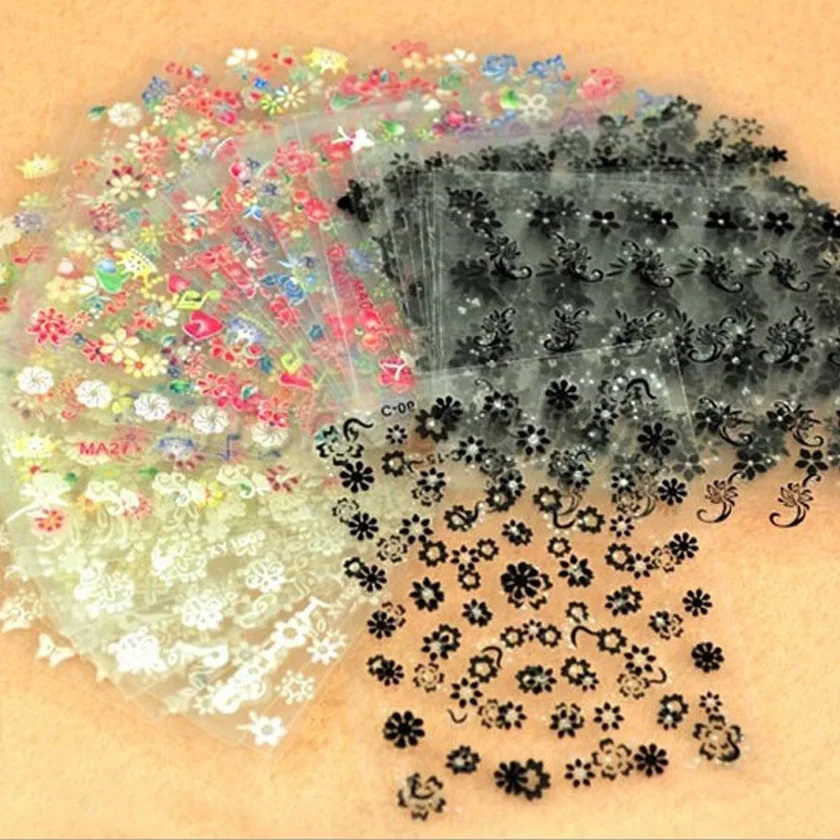 Wholesale Vendor 3d Nail Diy Hand Paint Nail Decal  Mixed Flowers Sticker Water Decals Nail Art Decals Sticker