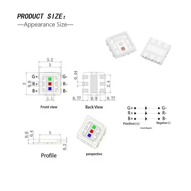 Best Selling High power RGB LED chip 3030 SMD LED chip 0.5w RGBW RGB suitable for intelligent lighting