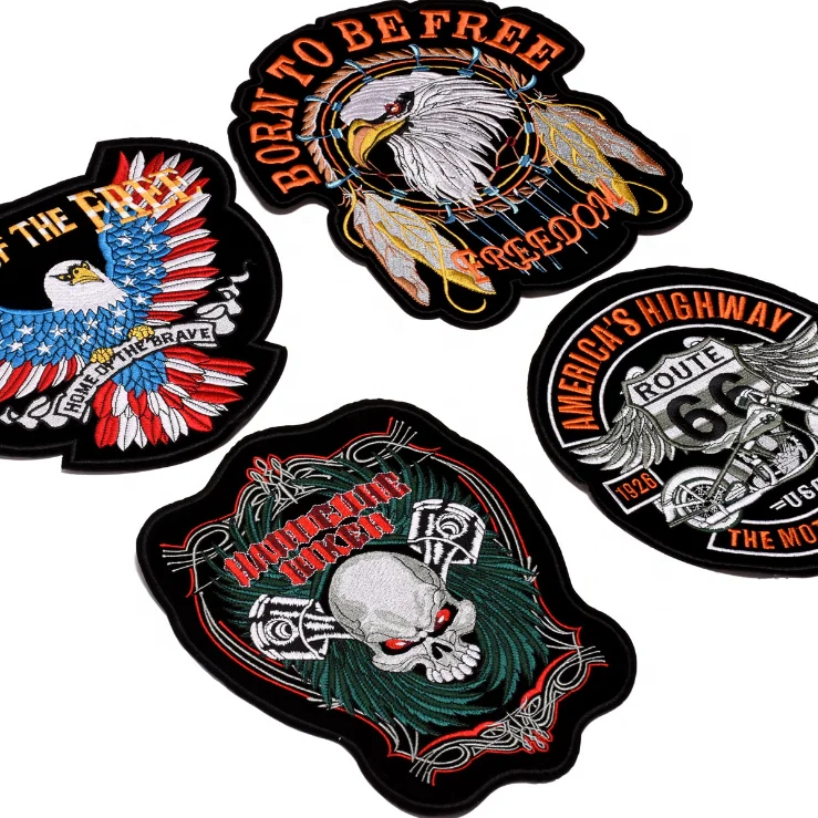 China factory high quality  big large size embroidered skull patches motorcycle biker patches for vest