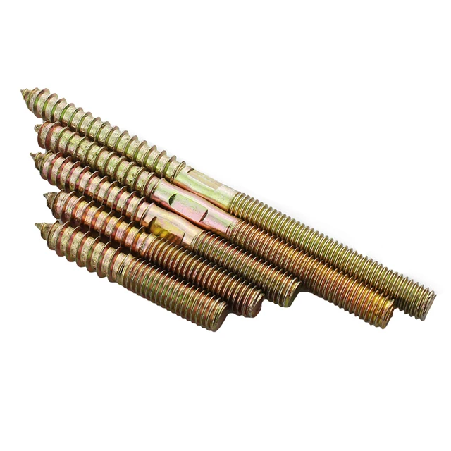 Double head threaded hanger bolt dowel screw carbon steel dual wood thread screw